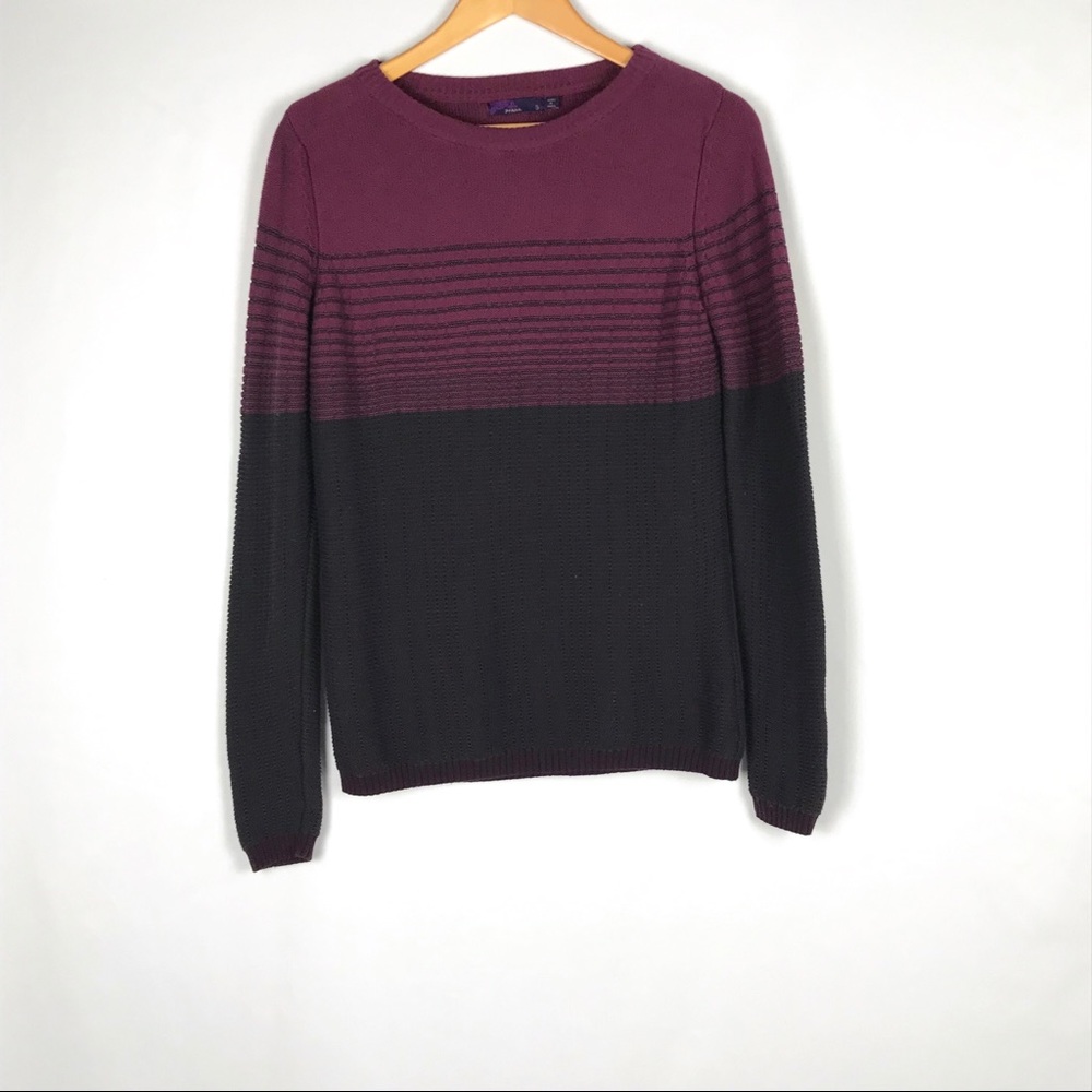 Prana Purple and Black Crew Neck Sweater